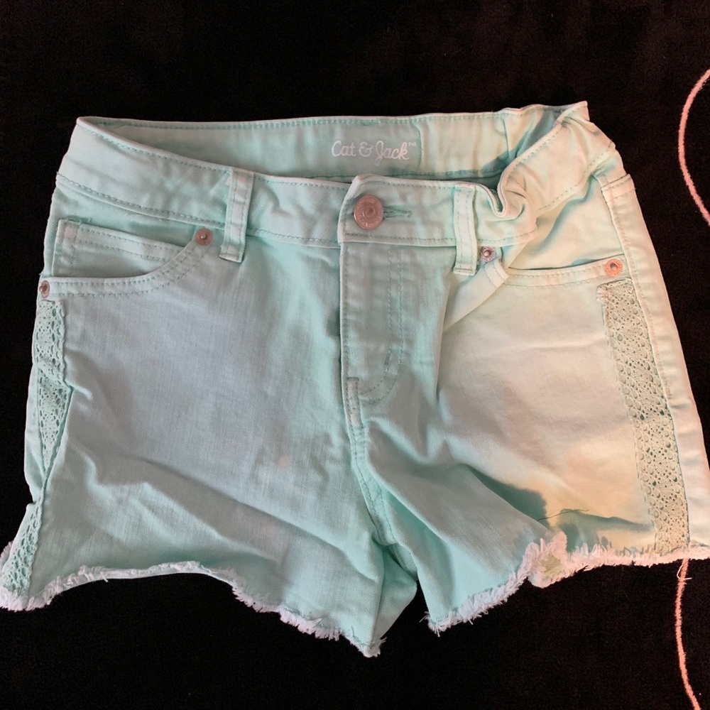 Girls Teal Jean Shorts